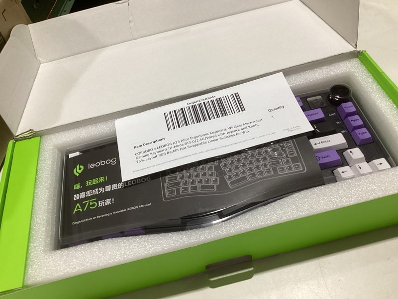 Condition photo showing Good Condition for x LEOBOG A75 Alice Ergonomic Keyboard, Wireless Mechanical Gaming Keyboard Tri-Mode BT5.0/2.4G/Wired with Joystick and Knob, 75% Layout RGB Backlit Hot Swappable Linear Switches for Win Black