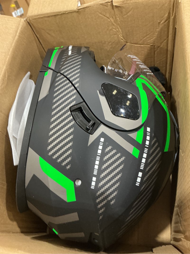 Condition photo showing Good Condition for modular flip-up dual visor motorcycle helmets full face adults motor-bike bmx four wheelers helmets for men women dot approved green x-large