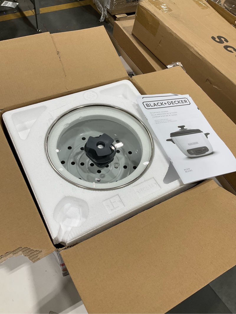 Condition photo showing Good Condition for BLACK+DECKER 16-Cup Rice Cooker, RC516, 8-Cup Uncooked Rice, Steaming Basket, Removable Non-Stick Bowl, One Touch