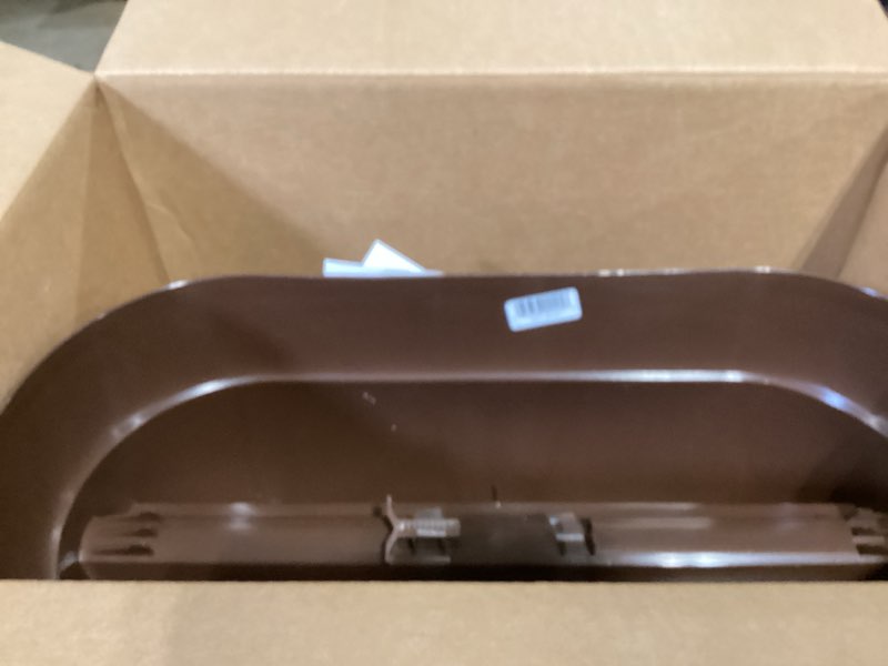 Condition photo showing As Is for bloomers railing planter with drainage holes – 24  weatherproof resin planter – brown