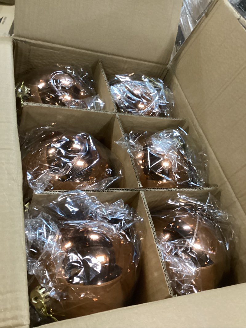 Condition photo showing Good Condition for Zubebe 12 Pcs Large Christmas Ball Ornaments Giant Oversized Plastic Shatterproof Christmas Ball Outdoor Vintage Hanging Decorations UV Water Resistant for Holiday Farmhouse(Copper Gold,6 Inches) Copper Gold 6 Inches