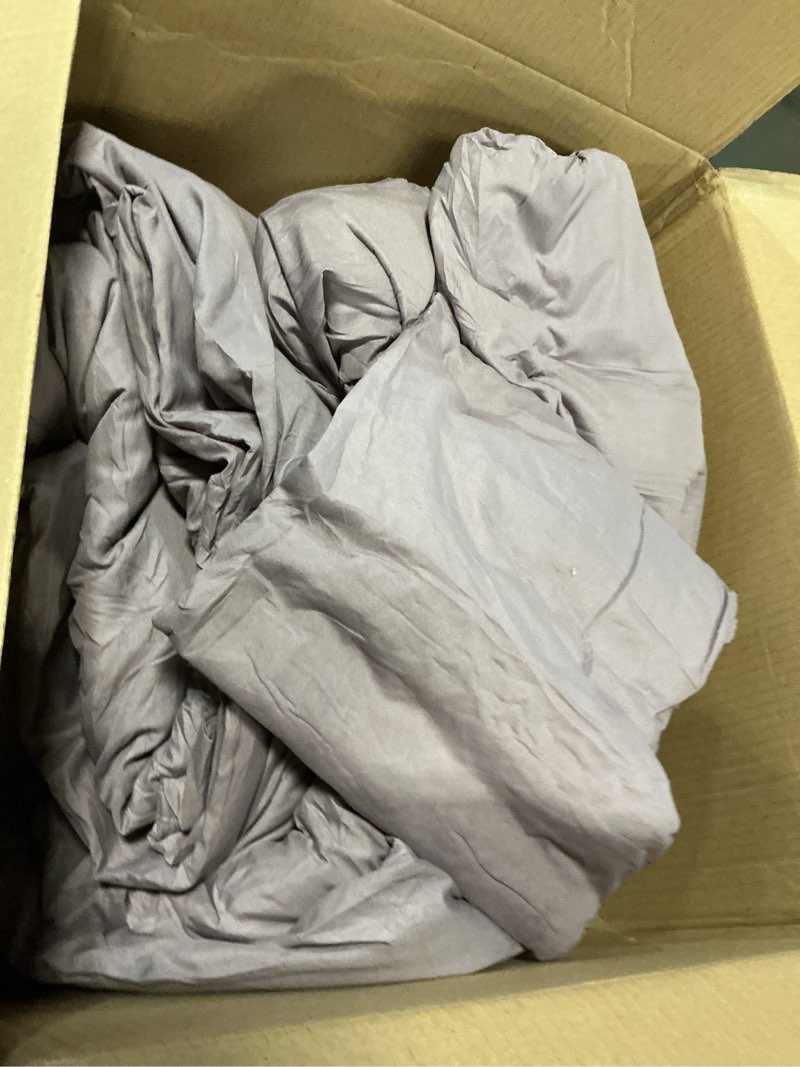 Condition photo showing As Is for ( incomplete) CozyLux Queen Comforter Set Grayish Purple, 7 Pieces Pintuck Bed in A Bag, Premium Purple Comforter Queen Size, Pinch Pleat Bedding Sets with Comforter, Sheets, Pillowcases & Shams Grayish Purple Queen