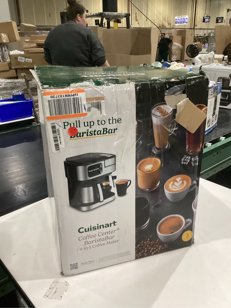 Condition photo showing As Is for Cuisinart Coffeemaker, Coffee Center Barista Bar 4-In-1 Coffee Machine, Single-Serve Coffee, Espresso & Nespresso Capsule Compatible, 12-Cup Thermal Carafe, Black, SS-4N1TNAS Black/Thermal Carafe 12-Cup