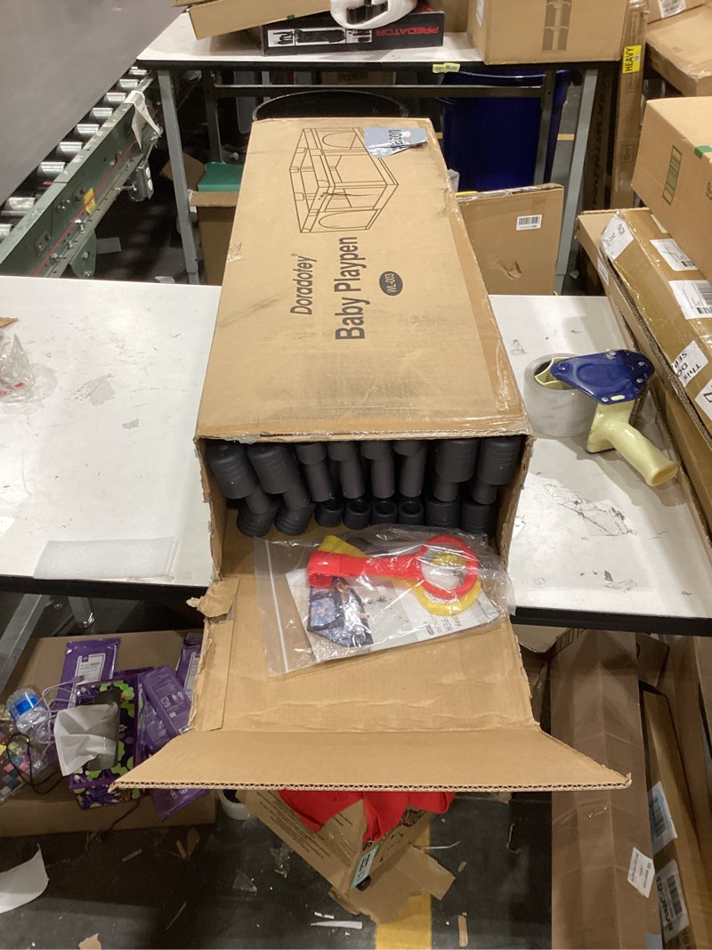 Condition photo showing Good Condition for Doradotey Baby Playpen Foldable for Toddlers 1-3, Size&Shape Adjustable Baby Enclosure, 8-Panels Detachable Gate 79x71 Large Indoor Playard, Easy Assembly Mesh Playpen Safety Fence Play Area 79x71x27 in Foldable Deep Grey