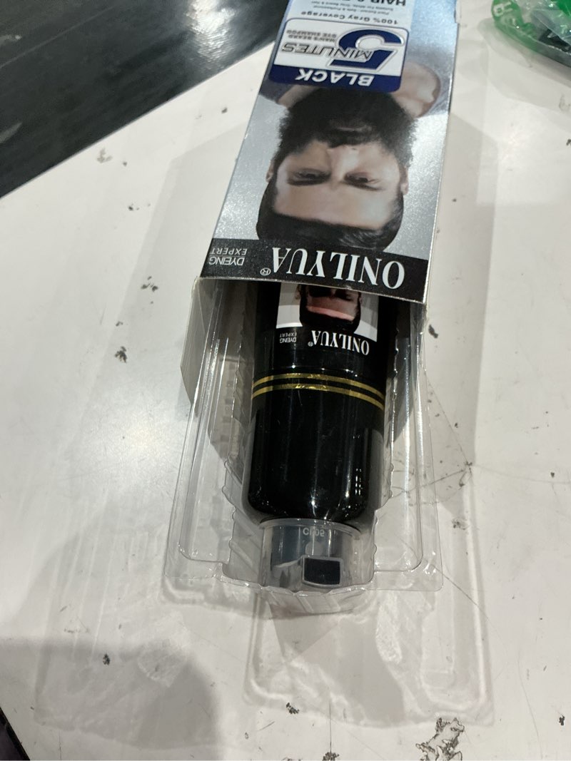 Condition photo showing As Is for men's beard dye for men in 5 minutes, black beard dye shampoo for mustache 100% gray coverage, root touch up, 3 in 1 simpler hair color for men, long lasting color shampoo for facial hair, 200 ml