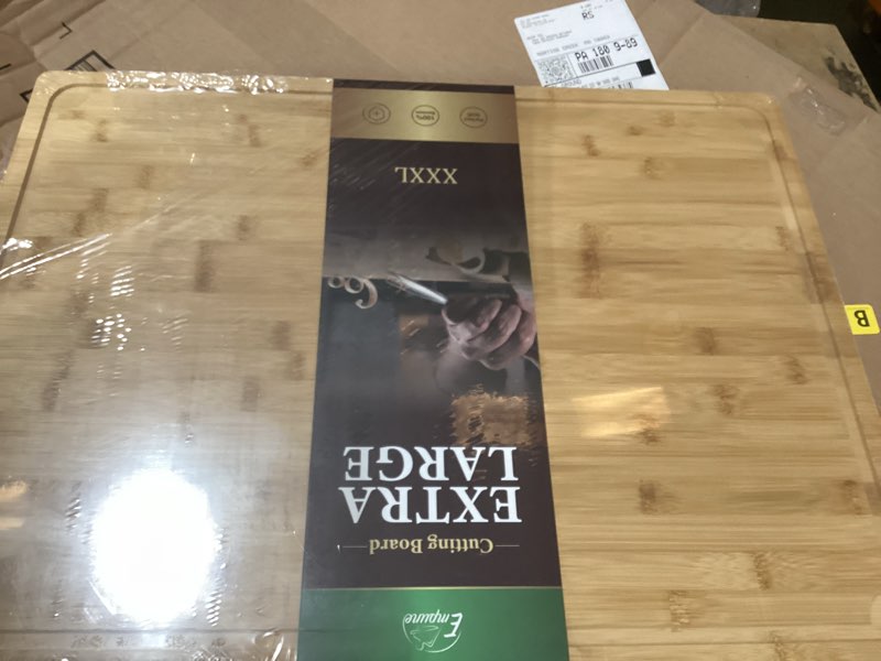 Condition photo showing New/Like New for 3xlarge cutting board, 24" bamboo cutting boards for kitchen with juice groove and handles kitchen chopping board for meat cheese board heavy duty serving tray, 3xl, empune 24"l x 18"w