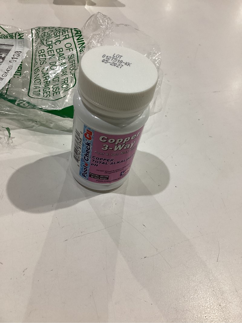 Condition photo showing Good Condition for industrial test systems 481348 copper 3 in 1 pool check | made in usa | 3 parameter pool test strips | copper, ph, & total alkalinity | easy match colors | lowest copper detection levels