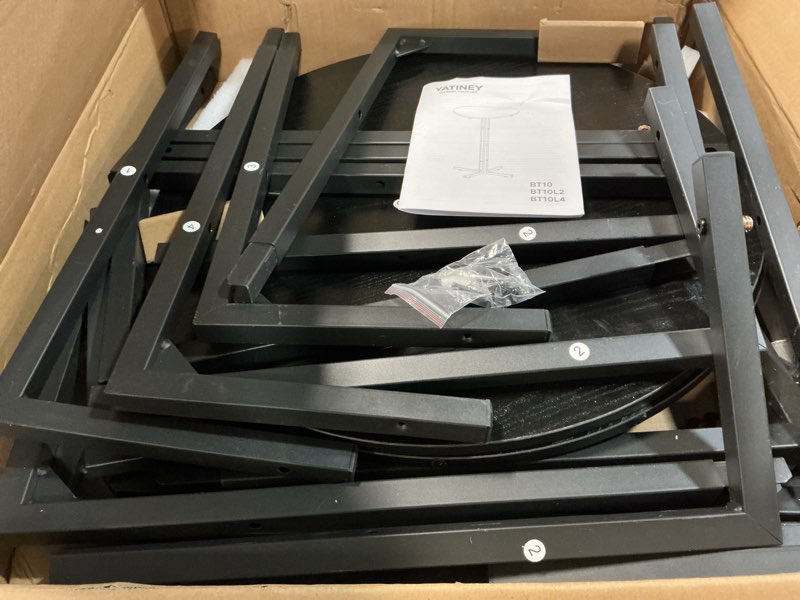 Condition photo showing As Is for Round Bar Table Set of 2, Counter Height Pub Table, Bar Height Cocktail Table, Versatile Use, for Dining Room, Kitchen, Bar, Pub, Cafe, Black BT10L2BB 2 Black