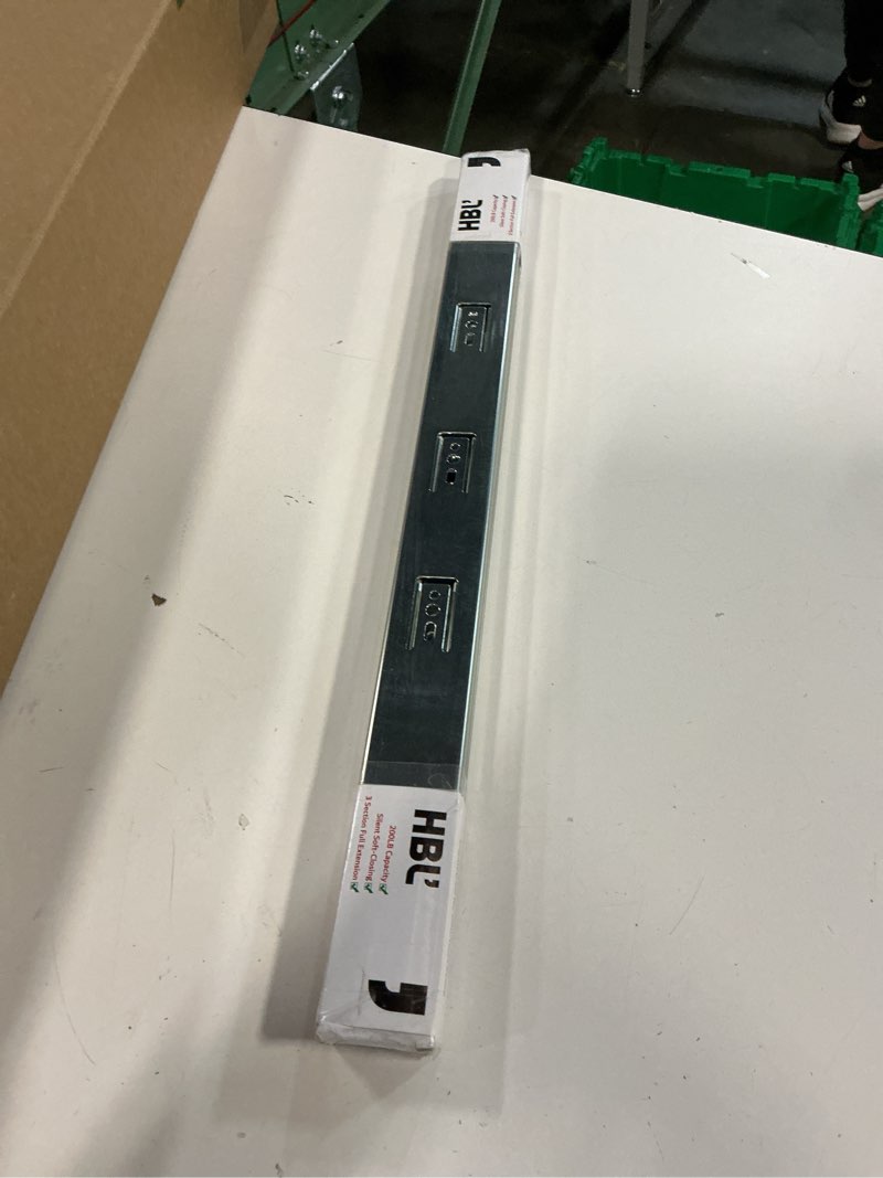 Condition photo showing item condition for 1 Pair Push to Open Full Extension Drawer Slides 12 14 16 18 20 22 24 Inch 100 lb Load Capacity Side Mount Handleless Touch Open Ball Bearing Cabinet Rails Metal Runner Dresser Glide Black