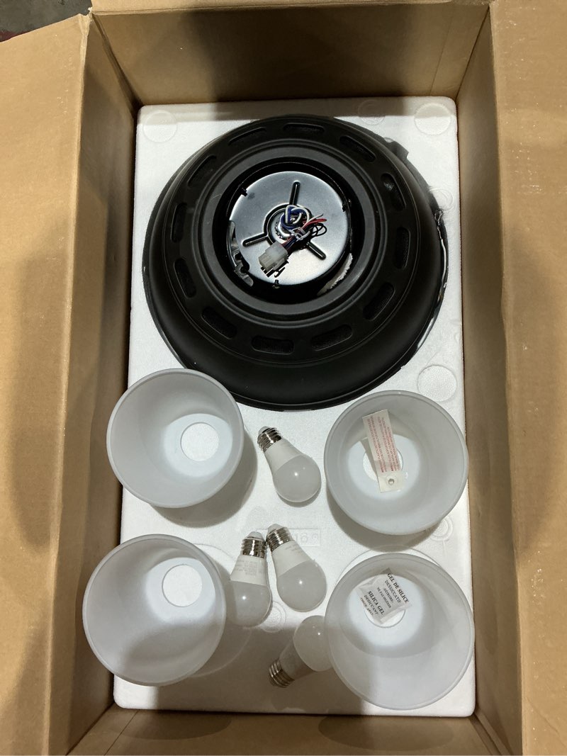 Condition photo showing As Is for harbor breeze merrimack ii 52-in matte bronze led indoor/outdoor ceiling fan with light kit (5-blade)