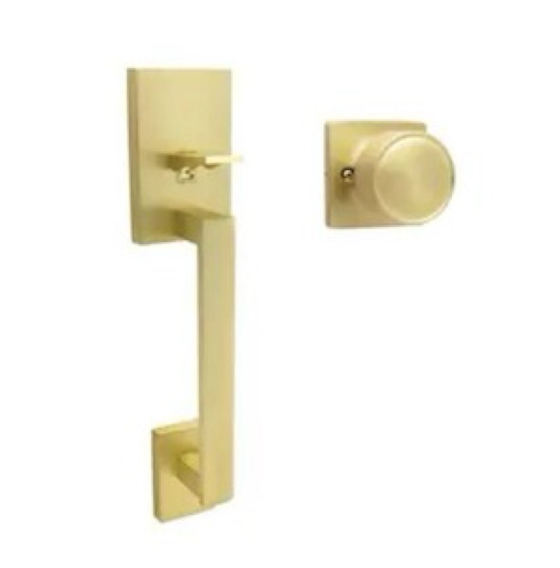 Honeywell satin gold Interior/Exterior Keyed Entry Door Handle 8120007. 91