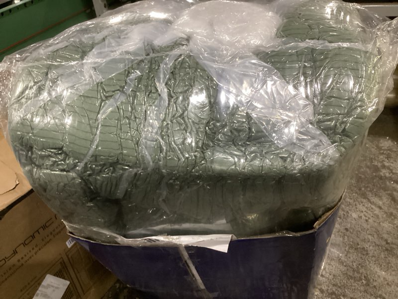 Condition photo showing As Is for maxyoyo loveseat sofa couch, upholstered bean bag chair cloud 2-seat for adults, boneless couch with tufted cushion & pillows, sofa in a box, no assembly required, dark green loveseat corded dark green