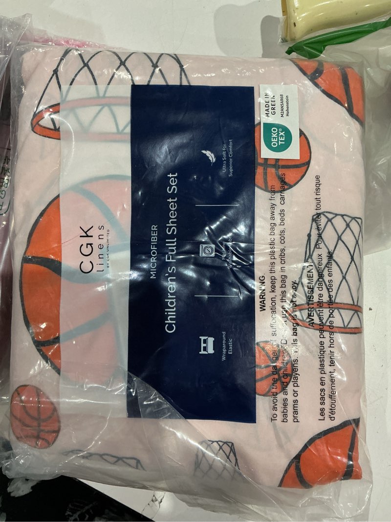 Condition photo showing As Is for cgk unlimited kids basketball full 4 piece sheet set - boys, girls, teens, toddler - easy fit with d