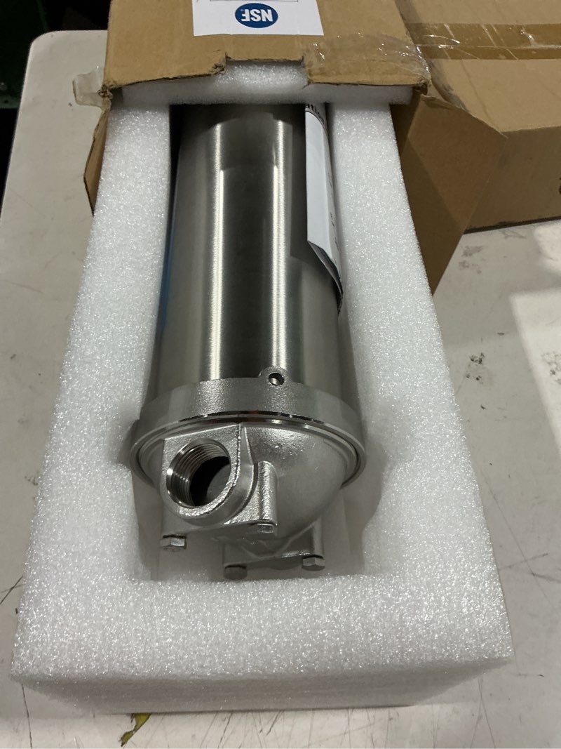 Condition photo showing Good Condition for nsf/ansi 42 stainless steel whole house water filter housing, 10" x 2.5" sediment water filter system for heavy duty, well & city water, 3/4" npt port, drain valve style c(square head) 10" c housing-3/4npt