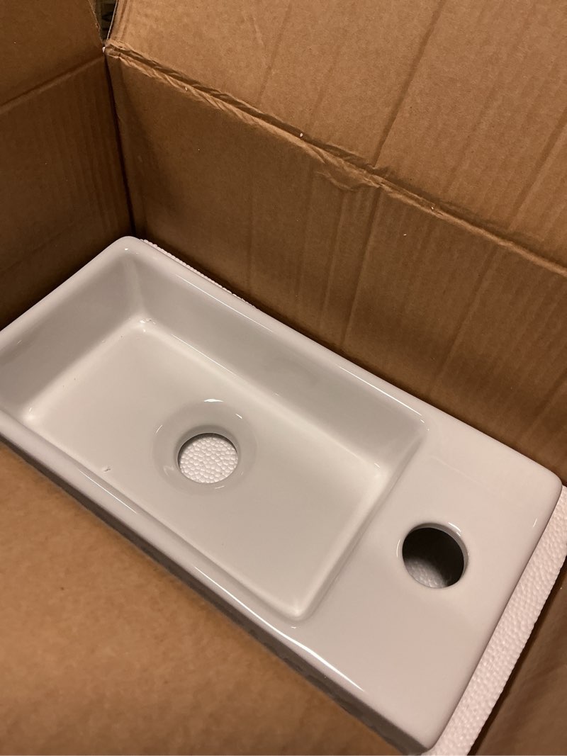 Condition photo showing Good Condition for davivy 14.5'' x 7.3'' bathroom corner sink with pop up drain and installation kit,wall mount corner sink,white vessel sink,mini bathroom sink,mini rv sink,small sinks for tiny bathrooms(no faucet)