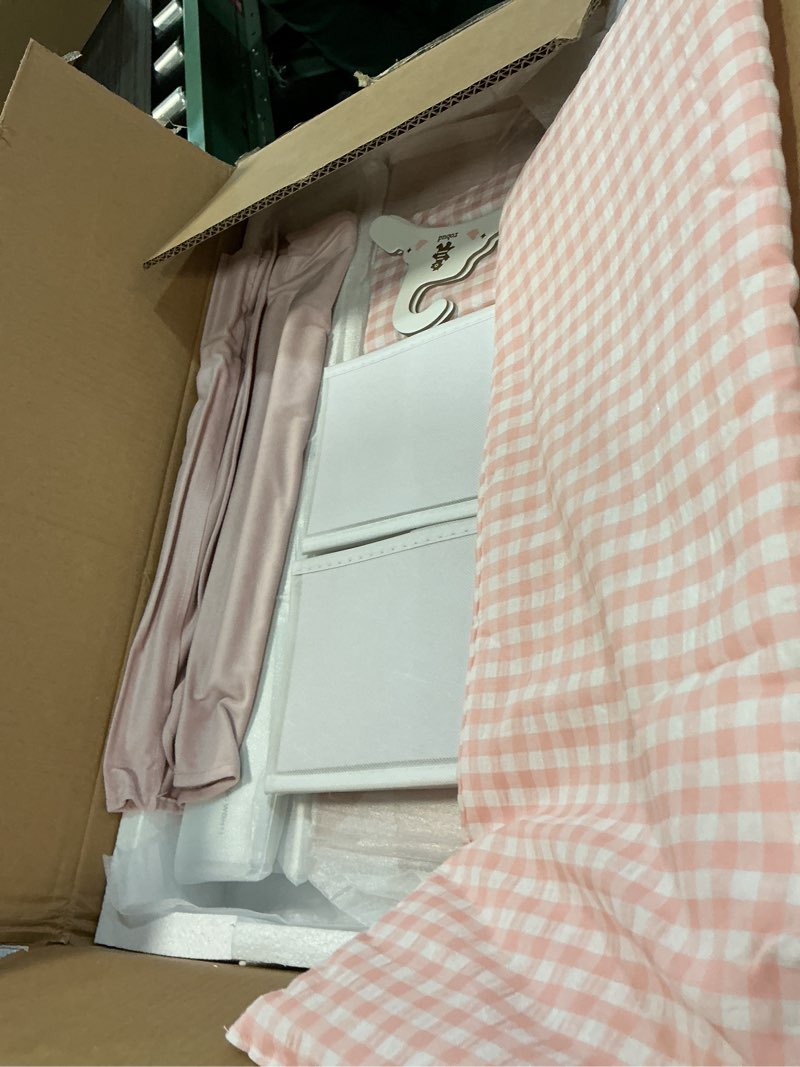 Condition photo showing New/Like New for ROBOTIME Baby Doll Crib, Wooden Doll Bed, Toy Baby Crib with Storage, Bedding, and Wooden Hooks, Doll Crib Fits Dolls up to 21", Doll Furniture for American Girls Ages 3+ (Pink) Pink-Modern