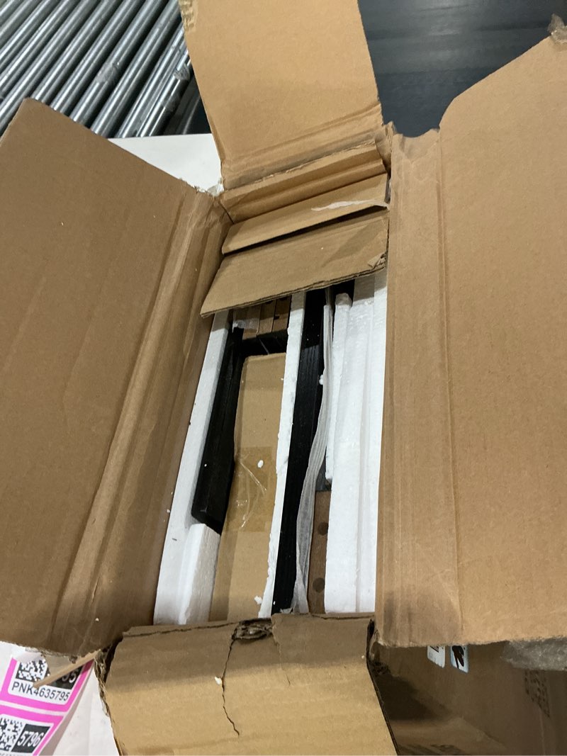 Condition photo showing Good Condition for fluted console table, wooden sofa table with storage and drawers, farmhouse behind couch table entryway table for entrance, hallway, living room, black black modern