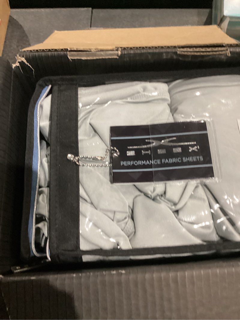 Condition photo showing As Is for SHEEX - Original Performance Sheets Set (Split King) Pearl Blue - Cooling Sheets - Moisture Wicking - 1 Flat Cooling Sheet, 1 Fitted Cooling Sheet, 2 King Pillow Covers - Wrinkle Free - Sleep Aid Split King Pearl Blue