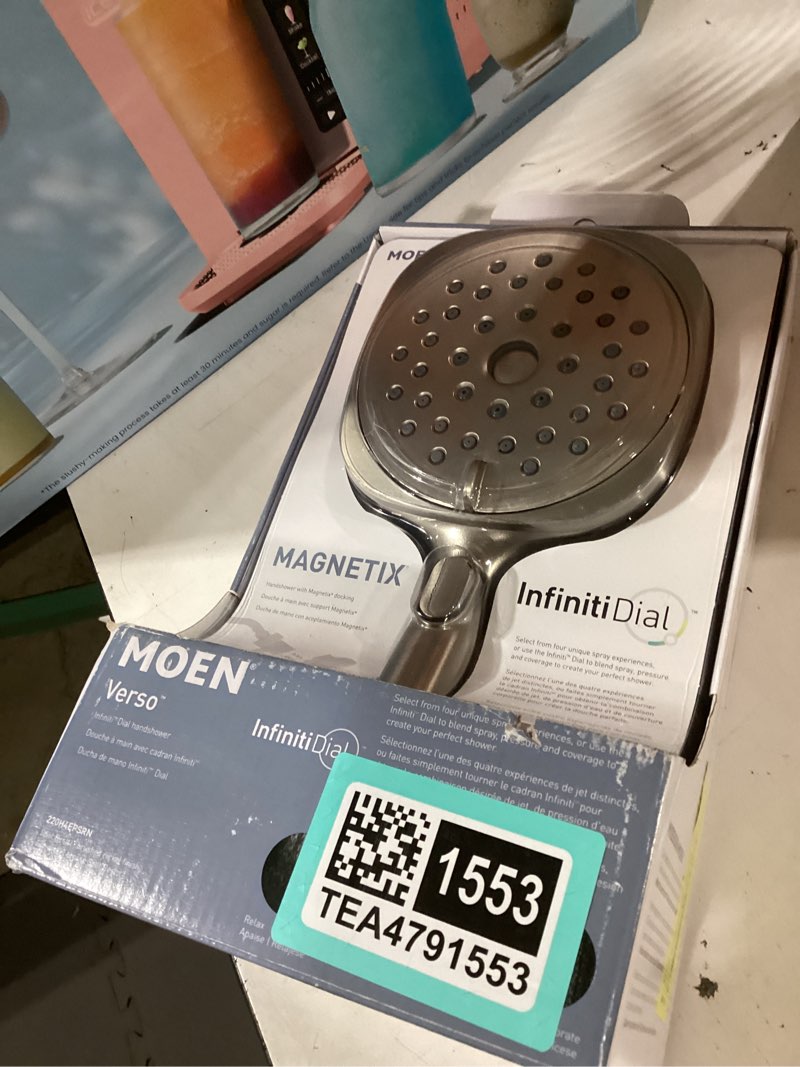 Condition photo showing New/Like New for moen 220h4epsrn verso square handheld shower head 8-spray patterns spot resist nickel