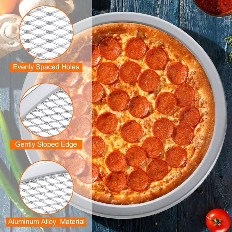 uxcell 2 Pcs Pizza Screen, 14" Restaurant-Grade Aluminum Round Pizza Baking Screen with Holes Seamle