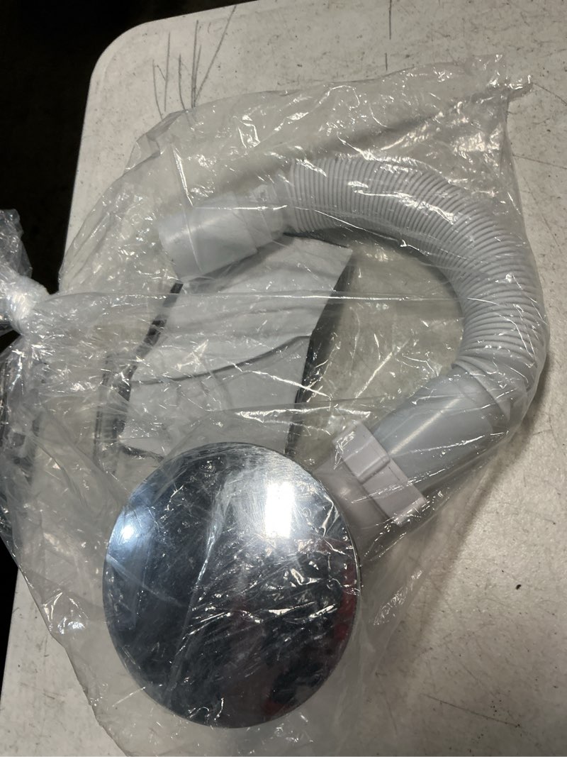 Condition photo showing As Is for low profile shower drain, 1.5" side outlet drain assembly with perforated filter, pvc side outlet drain, flexible drain 38mm 40mm dual purpose design