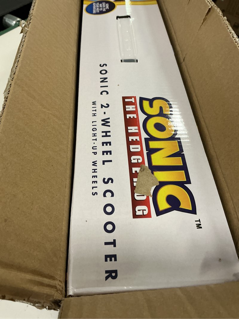 Condition photo showing New/Like New for Sonic The Hedgehog 2 Wheel Kick Scooter with Light Up Wheels – Foldable, Non-Slip Deck, Comfortable & Smooth Ride