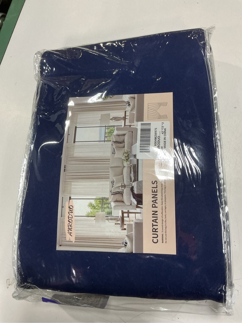 Condition photo showing New/Like New for ANRODUO Rod Pocket and Back Tab Pleated Blackout Curtains with Hooks, Rings, Stone Blue Curtains 72 Inches Long 2 Panels, Thermal Insulated Room Darkening Living Room Bedroom Curtain, 42x72 Inches 42\\\"W x 72\\\"L (Pack of 2) Stone Blue