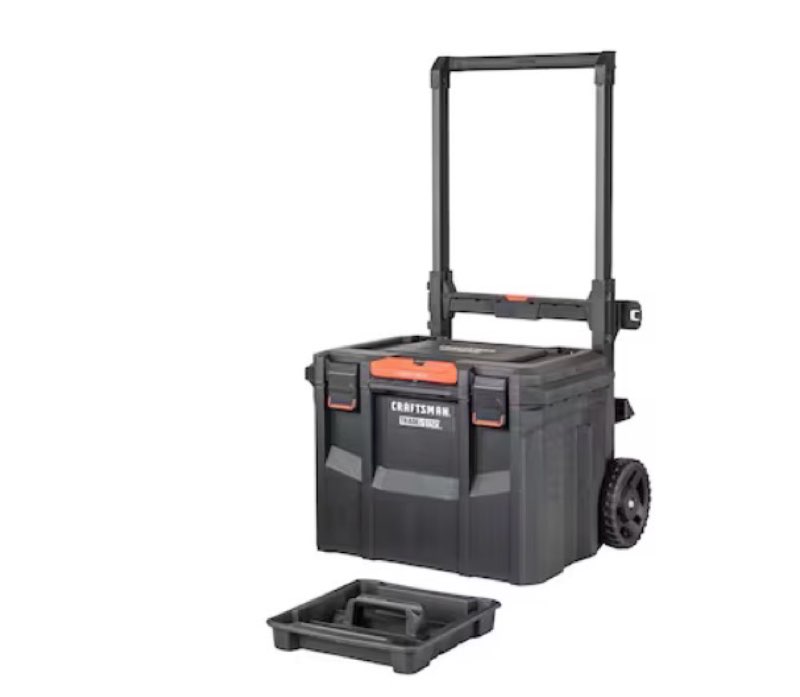craftsman tradestack 22.5-in w x 23.625-in h x 18-in d black structural foam rolling tool box
