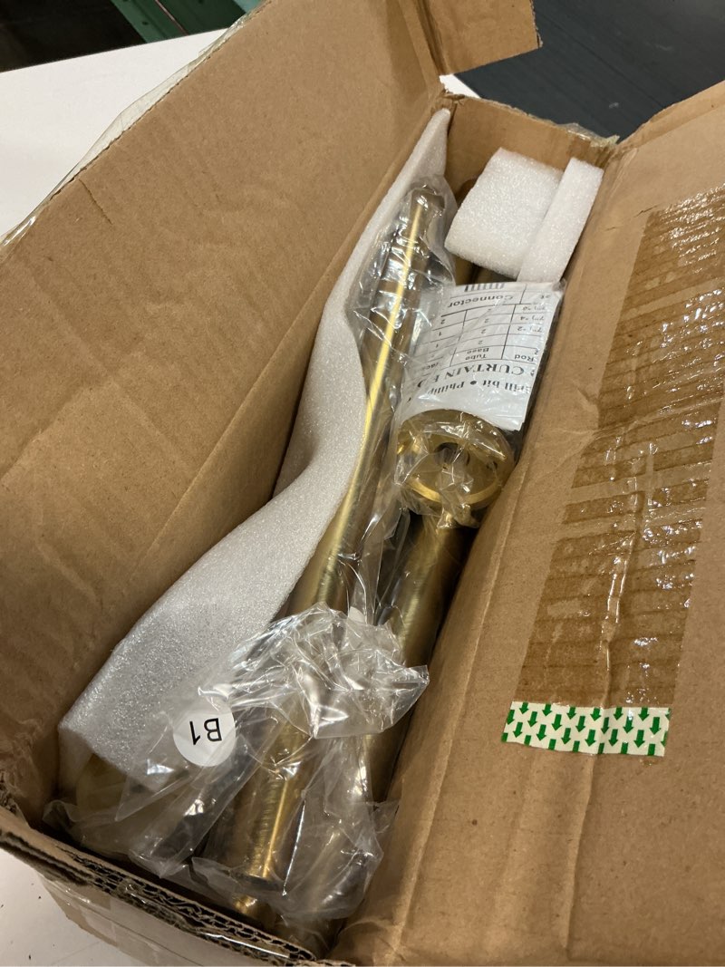 Condition photo showing Good Condition for room darkening curtain rods for windows, 28 to 116 inches splicing construction drapery rod, 1" adjustable blackout wrap around curved curtains rod, wall mounted ceiling mounted, brushed gold brushed gold 28-116"