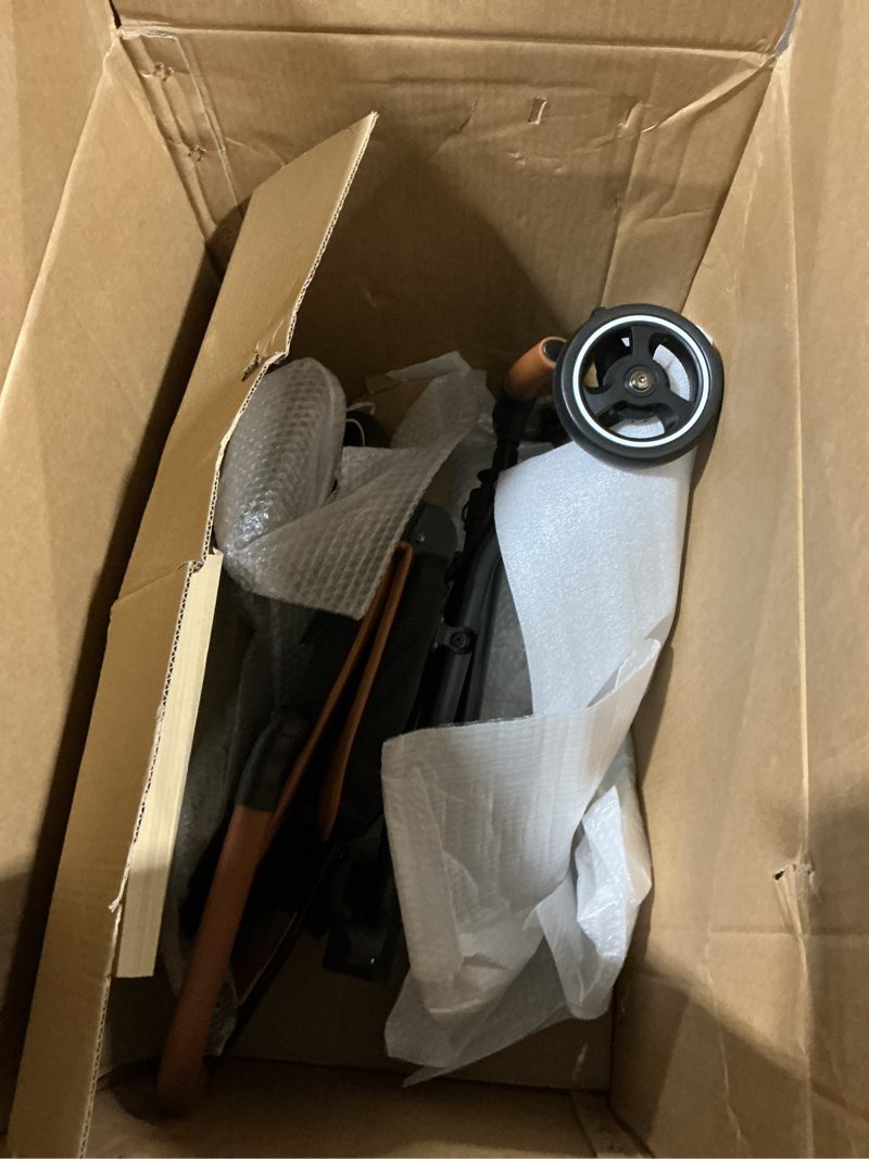 Condition photo showing As Is for Evolur Cruise Rider Stroller with Canopy, Lightweight Umbrella Stroller with Compact Fold, Easy to Carry Travel Stroller - Cognac Cognac Stroller