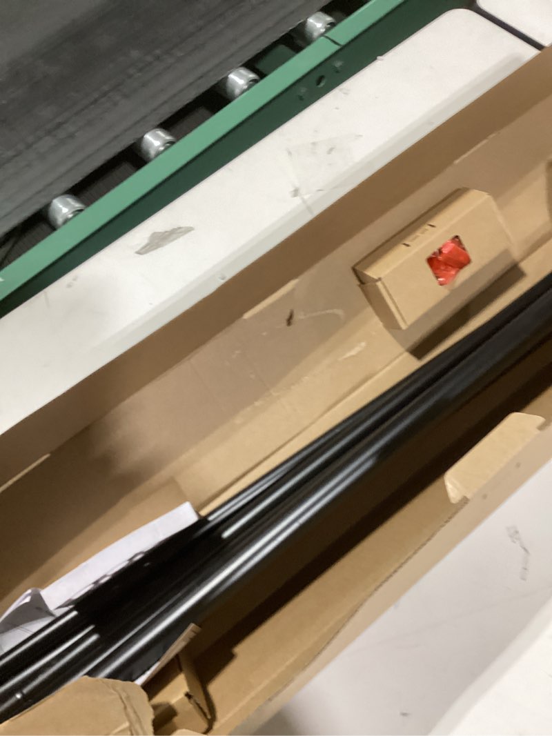 Condition photo showing As Is for KAMANINA 1 Inch Double Curtain Rods 66 to 120 Inches (5.5-10 Feet), Heavy Duty Adjustable Double Curtain Rod for Windows, Black Drapery Rods with End Caps Black 66-120"