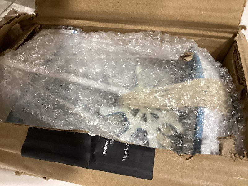 Condition photo showing Good Condition for juvale mini wooden sailboat models for nautical decor - 4 pack, 4.4 x 6.8 x 1.25 in, blue & white - coastal & beach decor for home, nautical party decorations & sailboat centerpieces