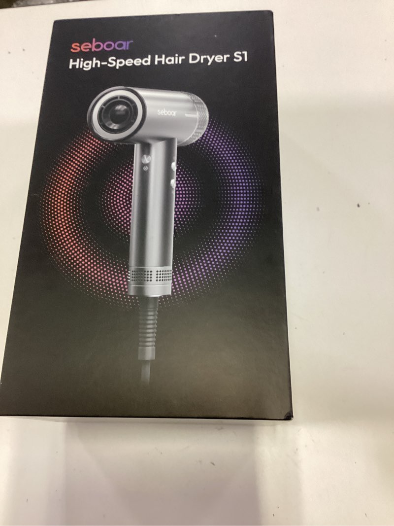 Condition photo showing New/Like New for high-speed ionic hair dryer with diffuser, professional lcd display thermo-control blow dryer, 1500w fast dry, 500 million negative hairdryer, low noise, lightweight for travel home salon silver gray