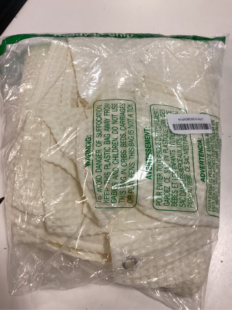 Condition photo showing New/Like New for waffle weave shower curtain - ivory cotton fabric texture heavyweight shower curtain for bathroom,washable,72wx72l ivory standard 72"w x 72"l