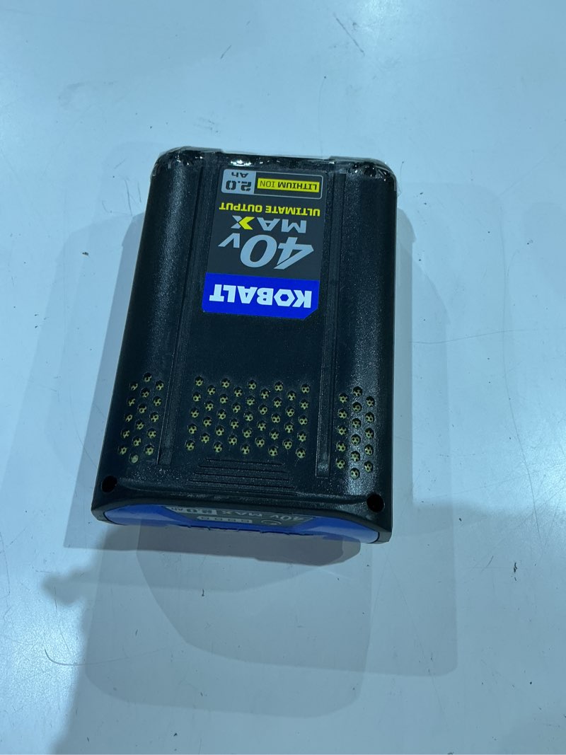 Condition photo showing As Is for kobalt 40 -volt, 2 ah 1 -pack lithium ion (li-ion) battery