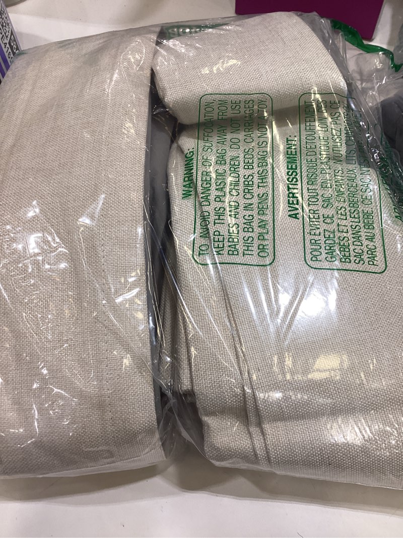 Condition photo showing Good Condition for 100% blackout shield linen look textured pinch pleated curtains blackout drapes 84 inch long 2 panels set, cream blackout curtains for bedroom & living room, 40" w x 84" l