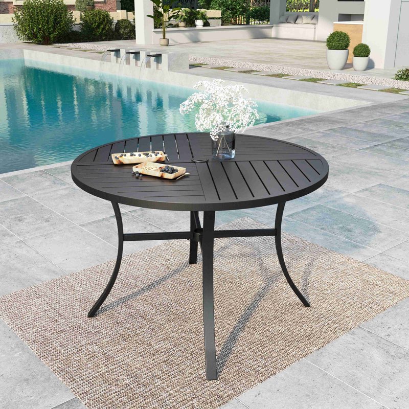 patio dining table round black 