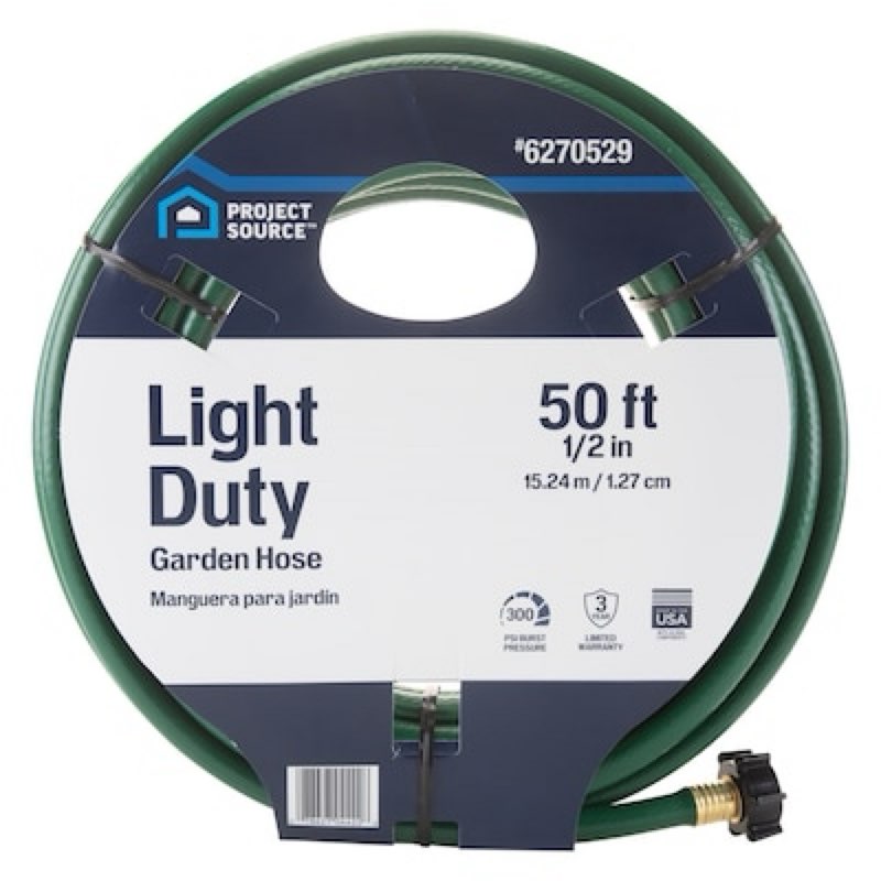 project source 1/2-in x 50-ft light -duty vinyl green hose