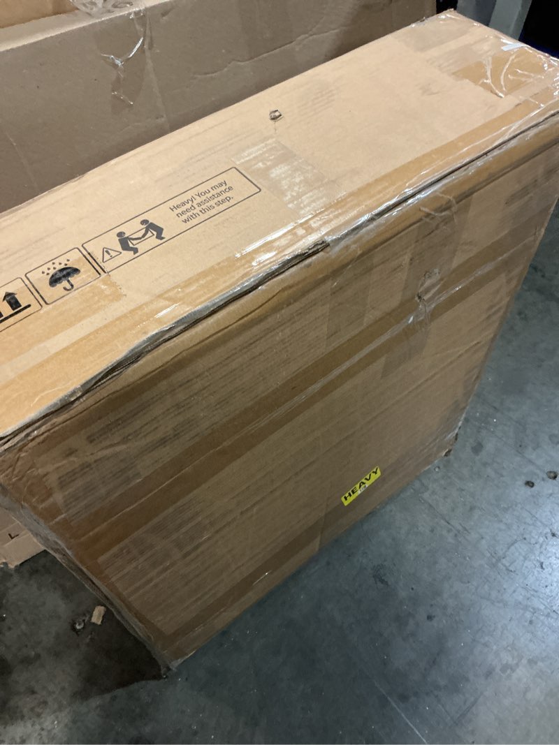 Condition photo showing Good Condition for foldable mobile standing desk, 27"×21" portable rolling laptop cart with 90° tiltable board, height adjustable mobile desk workstation with wheels, folding table for home office, black