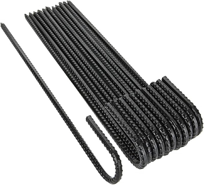 rebar stakes,  heavy duty rebar stakes j hook 5/16 ground stakes tent stakes rust proof coated ground anchors with chisel point end for camping camping tent
