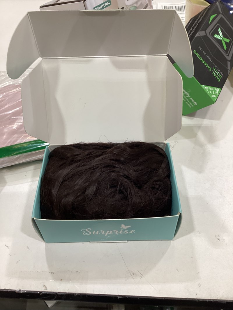 Condition photo showing New/Like New for Stamped Glorious Brown Ponytail Extension 18" Curly Wavy Pony Tail Claw Multi Layered Clip on Ponytail Extension Fluffy Natural Looking Synthetic Hair Piece for Women(Dark Brown) 18 Inch Dark Brown