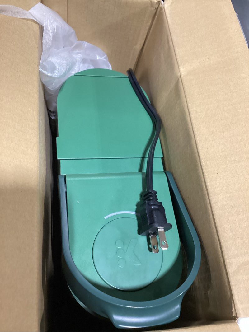 Condition photo showing As Is for keurig k-mini single serve k-cup pod coffee maker, 6 to 12oz brew size, with cord storage, perfect for small spaces, evergreen