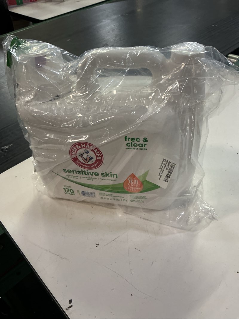 Condition photo showing Good Condition for arm & hammer sensitive skin free clear, 170 loads liquid laundry detergent, 170 fl oz
