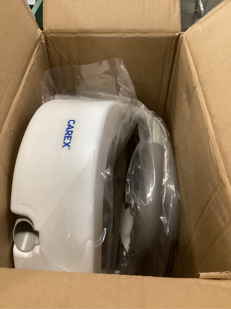 Condition photo showing New/Like New for Carex 3.5 Inch Raised Toilet Seat with Arms, Elongated Toilet Seat Riser, 300 lbs Capacity, Elevating and Raising Seat for Elderly and Handicap, Universal, Slip-Resistant with Padded Handles, White