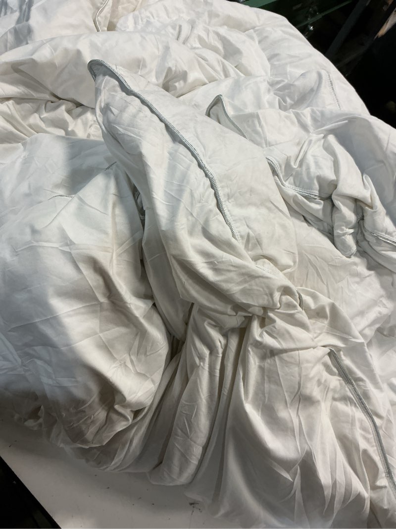 Condition photo showing As Is for goose feather down fiber comforter queen size - 100% organic cotton shell all season duvet insert, medium warmth hotel luxury bedding comforter(90x90 inch, white) queen (u.s. standard) year-round