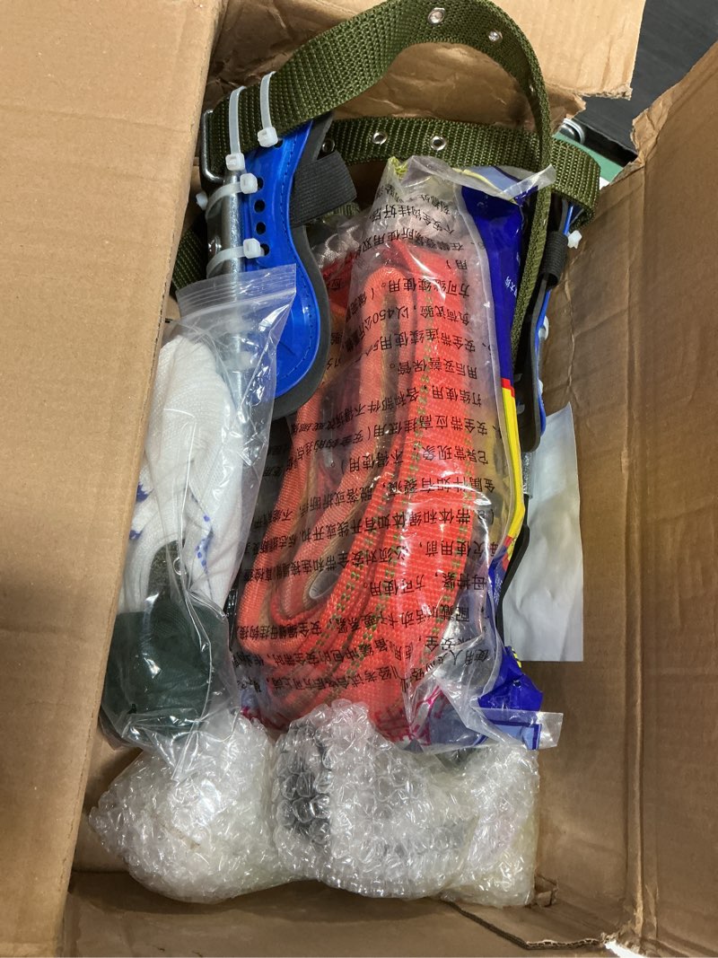 Condition photo showing Good Condition for tree climbing spikes set, adjustable 304 stainless steel spikes with non-slip pedals, 2-gear design plastic