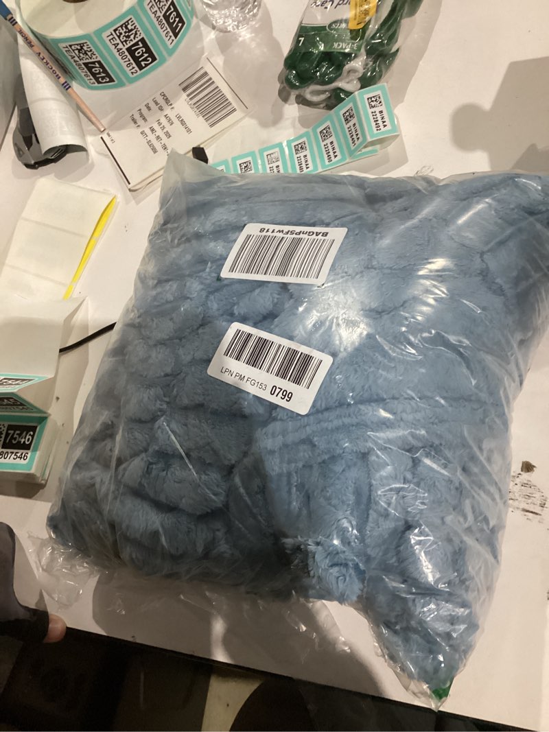 Condition photo showing New/Like New for BEDELITE Fleece Throw Blanket for Couch - 300GSM Soft & Warm Fluffy Light Blue Blanket, Decorative and Giftable Striped Blankets for Women, Men, 50"x70" Light Blue Throw XL(50"x70")