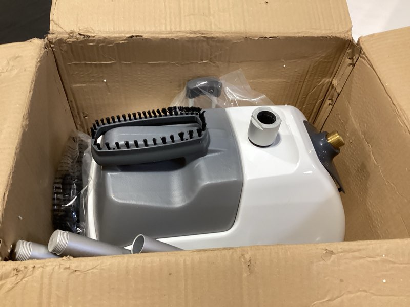 Condition photo showing Good Condition for reliable vivio 500gc garment steamer - pvc steam head and easy roll wheels, garment steamer with removable hanger, 1 gallon water capacity, 1300w brass elements with auto shut off and 63" long hose