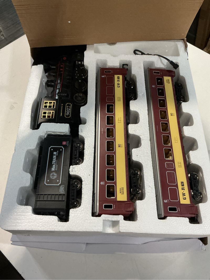 Condition photo showing Good Condition for Hot Bee Train Set - Metal Train Toys with Luxury Tracks and Glowing Passenger, Christmas Train Sets for Around The Tree with Smokes, Lights & Sound, Toy Train Set for 3 4 5 6 7+ Years Old Boys Gifts