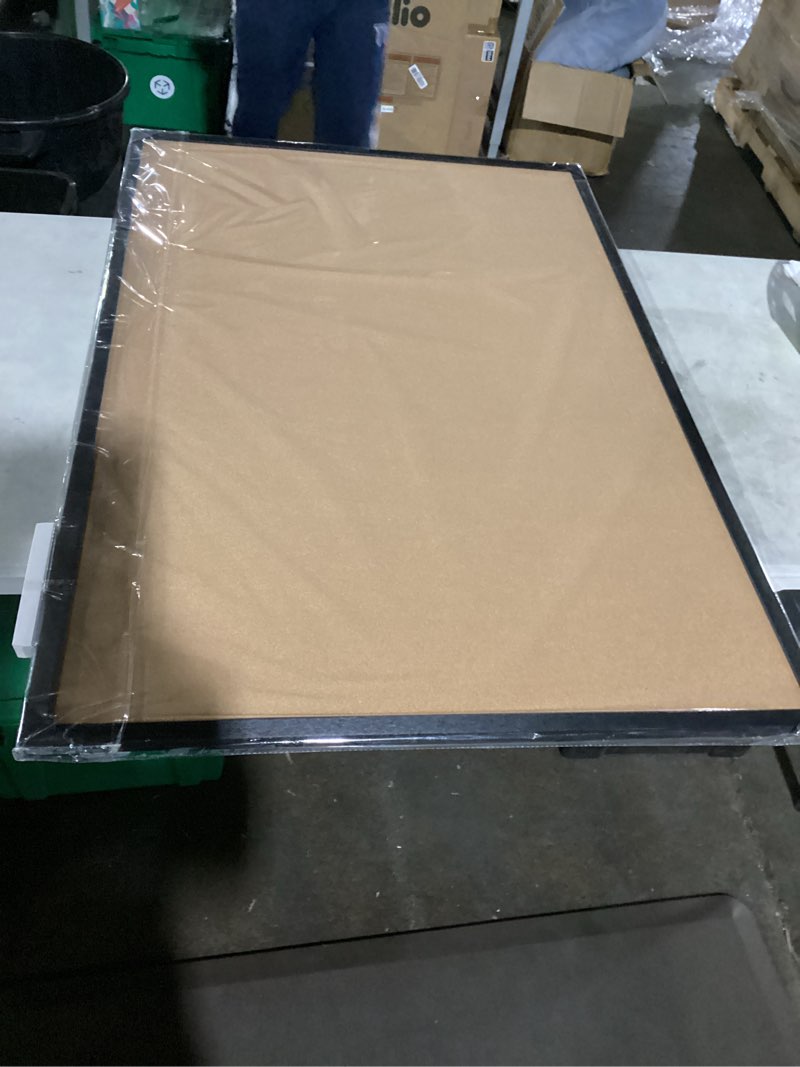 Condition photo showing Good Condition for yunihome cork bulletin board, 48x31.5 inches hanging cork board wooden framed with pins for wall, dorm room, office, home decor – natural cork & black frame 31.5''x48'' black